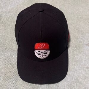 Dingers Golf Co Black Cap with Red and White Embroidered Golf Ball